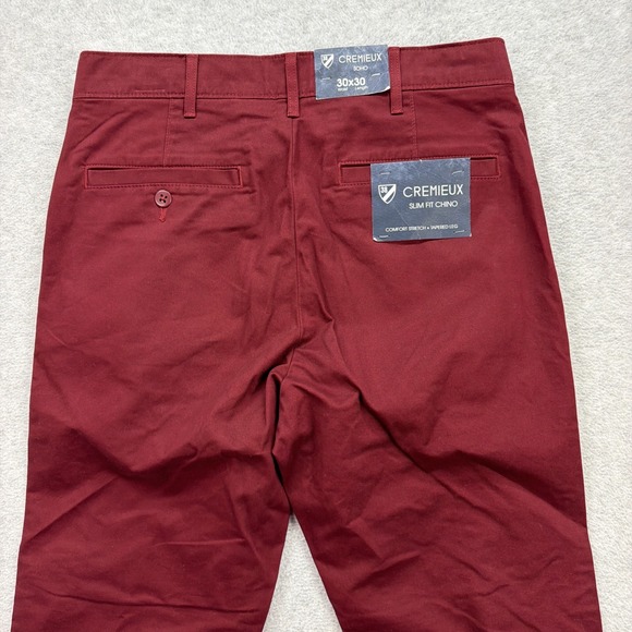 Cremieux Pants Mens 30x30 Red Khakis SoHo Comfort Stretch Slim Fit Chino NEW - Picture 5 of 12